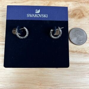 Jet black Swarovski hoops